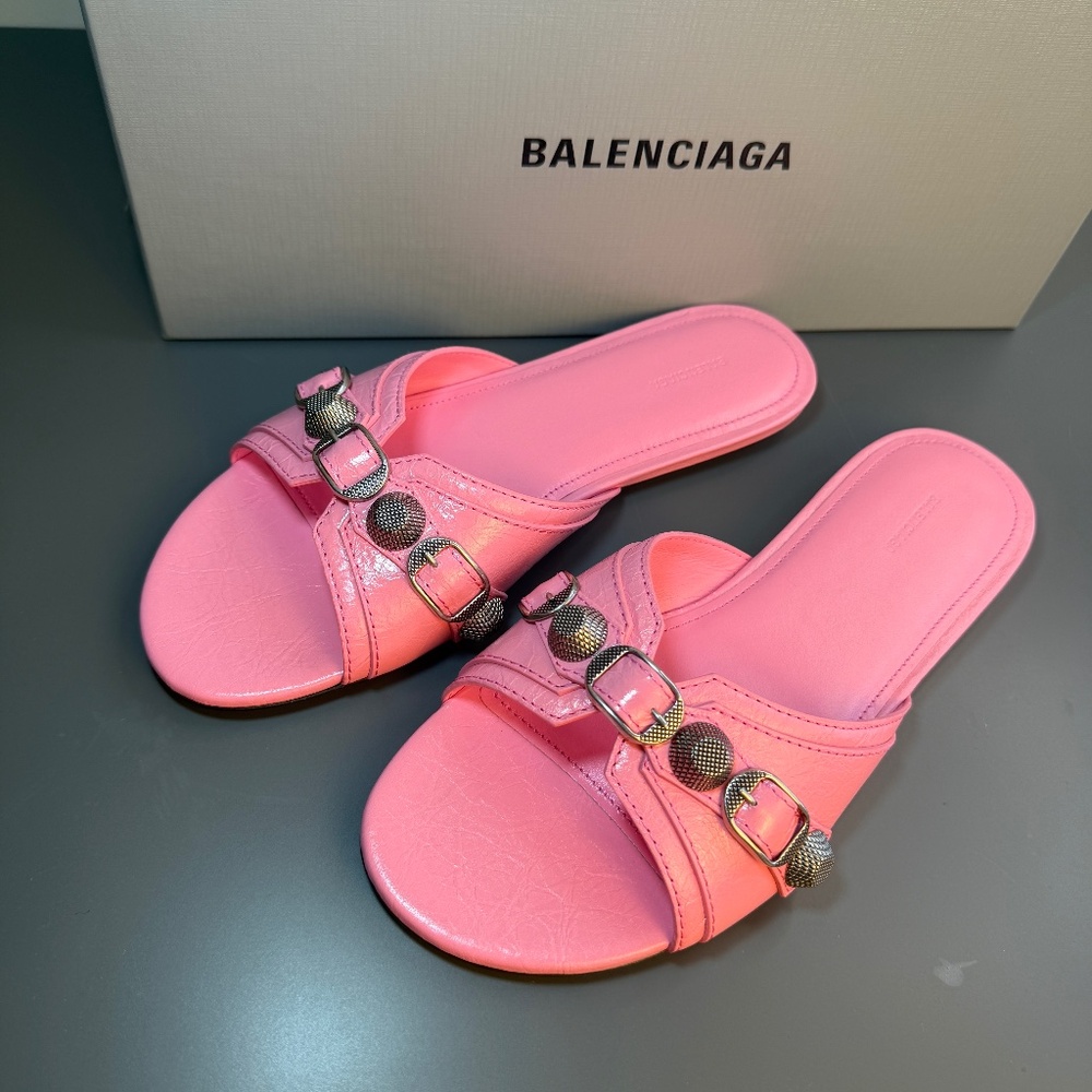 NWT Balenciaga Cagole flat sandal mule size 37 - 7US pink lambskin